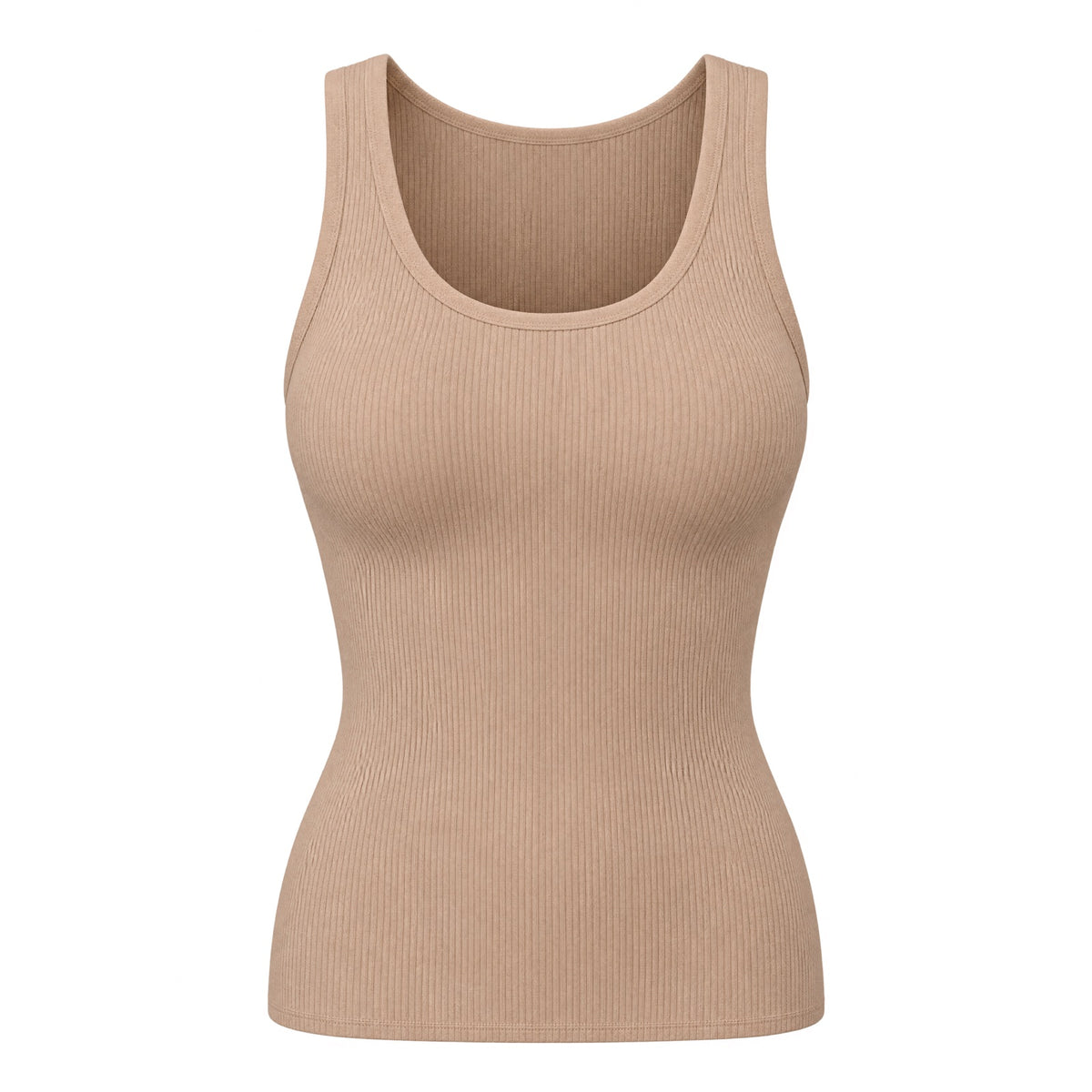 Débardeur côtelé avec soutien-gorge intégré — photo produit (nude)