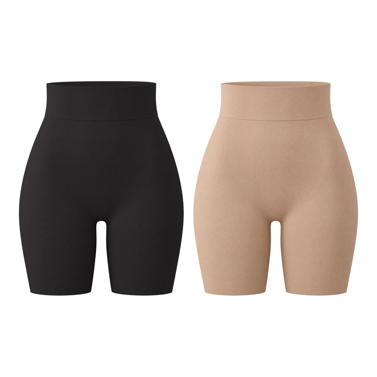 Short gainant mi-cuisse — lot de 2 Noir + Nude