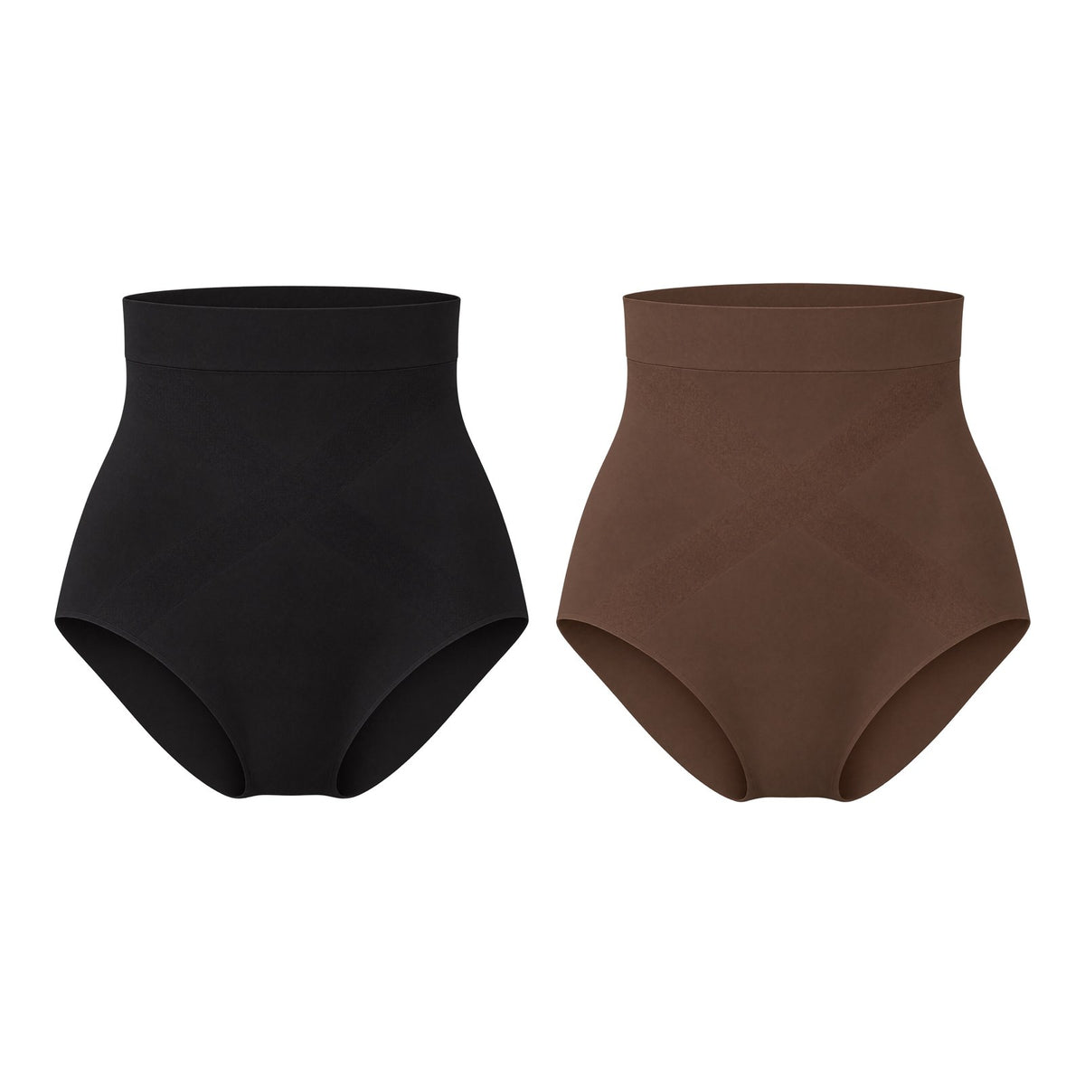 The High-Waist Smoothing Brief — 2-Pack Black + Mocha