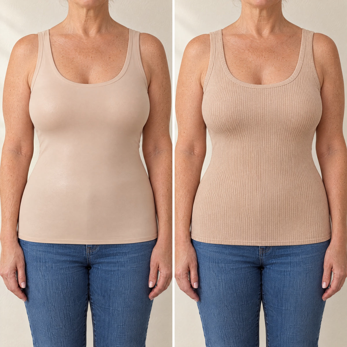 The Ribbed Built-In Bra Tank — seamless vs ribbed