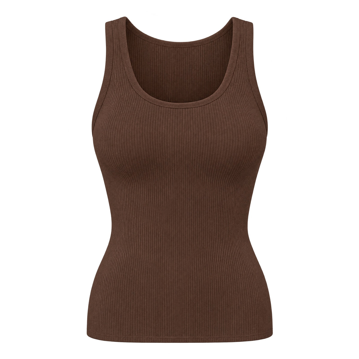 The Ribbed Built-In Bra Tank — packshot mocha