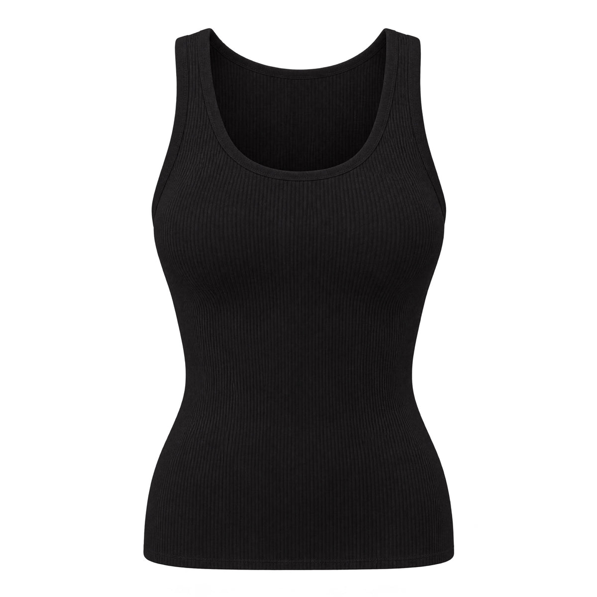 The Ribbed Built-In Bra Tank — packshot black