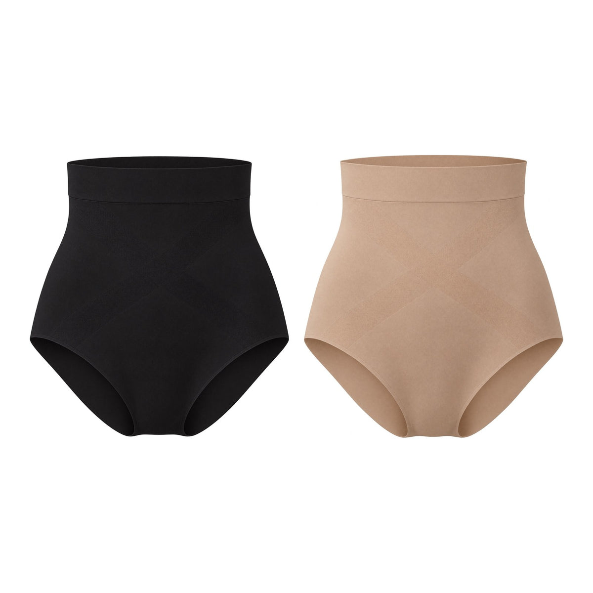 The High-Waist Smoothing Brief — 2-Pack Black + Nude