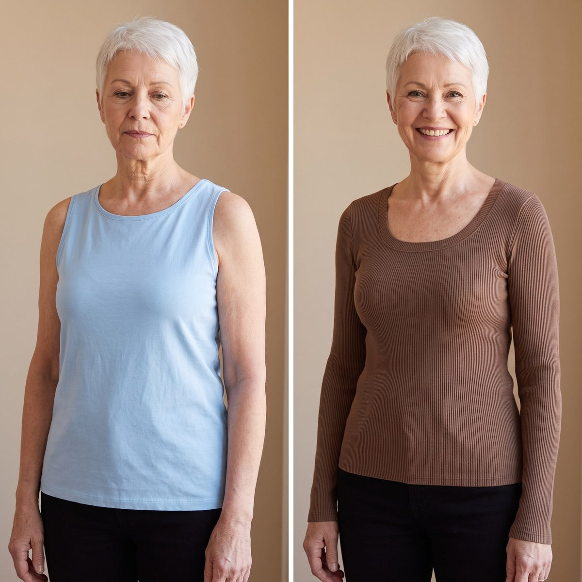 The Ribbed Long-Sleeve Top — smooth arms and shoulders