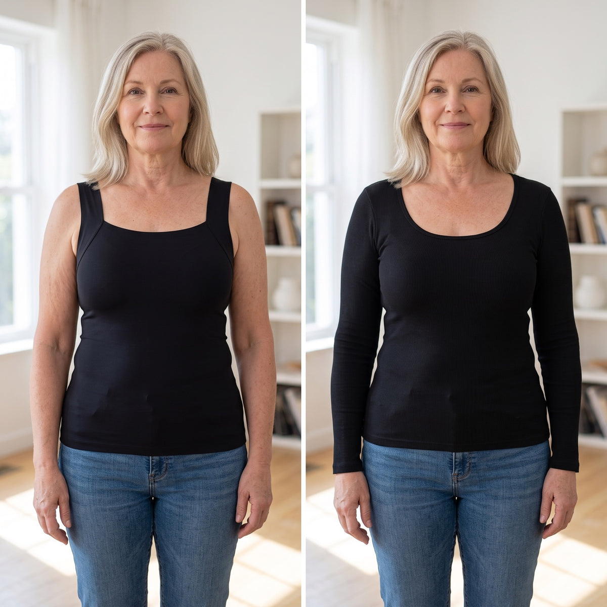 Haut manches longues avec soutien-gorge intégré — débardeur ou manches longues