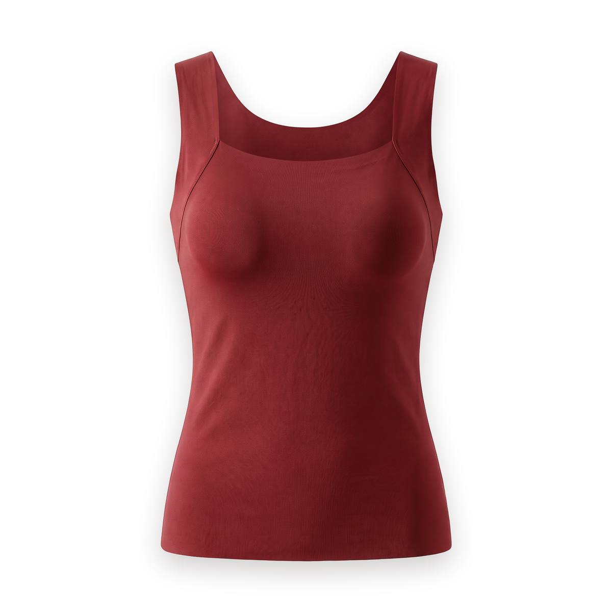 The Built-In Bra Tank in red, front view