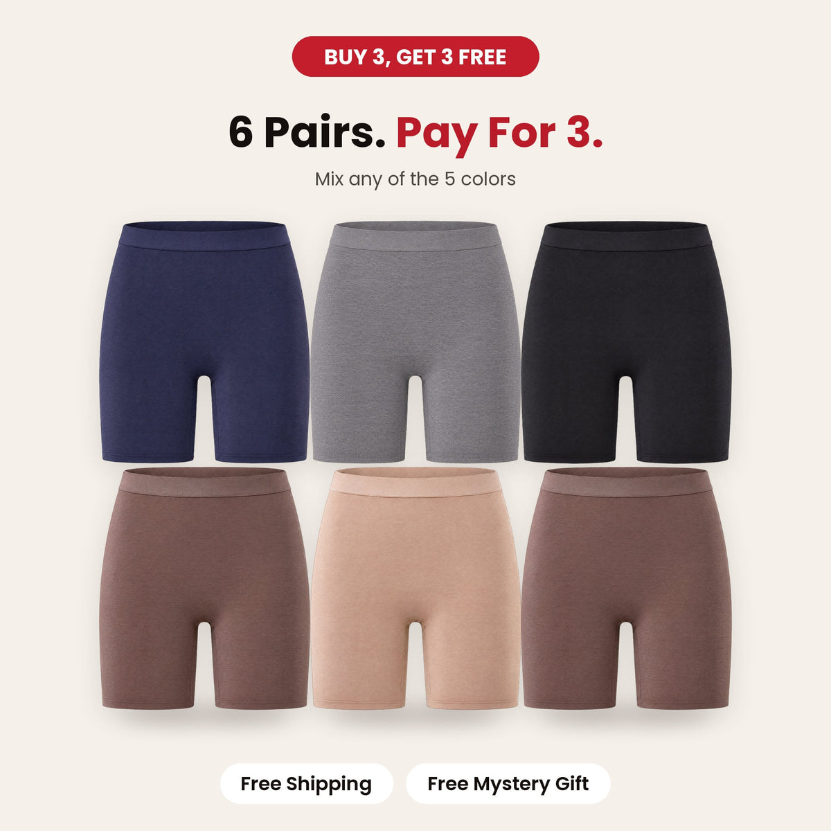 6 pairs, pay for 3