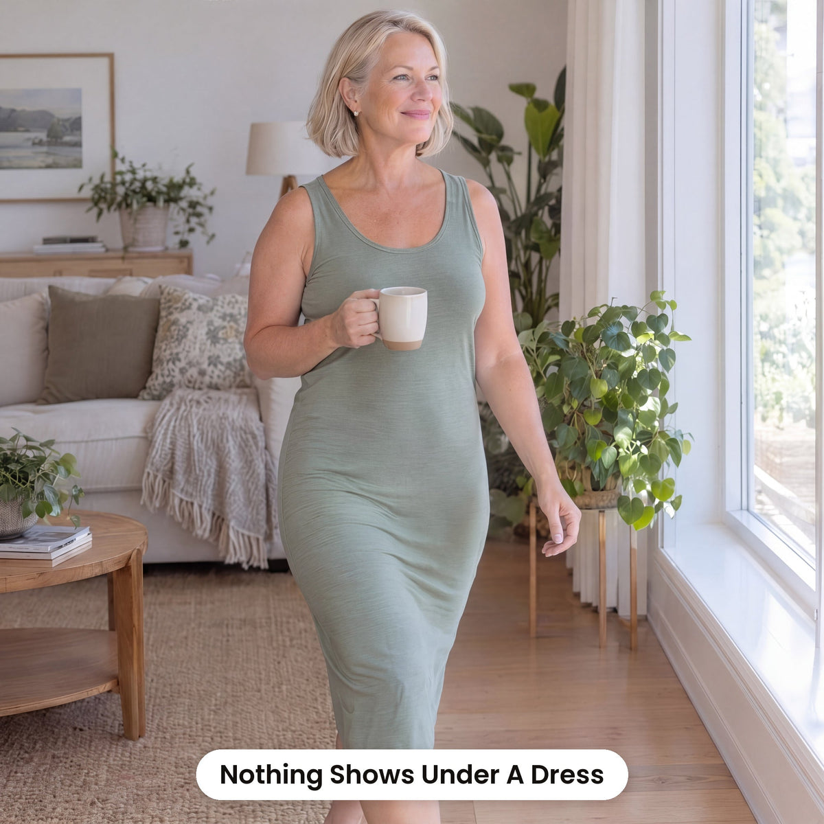 Nothing shows under a dress