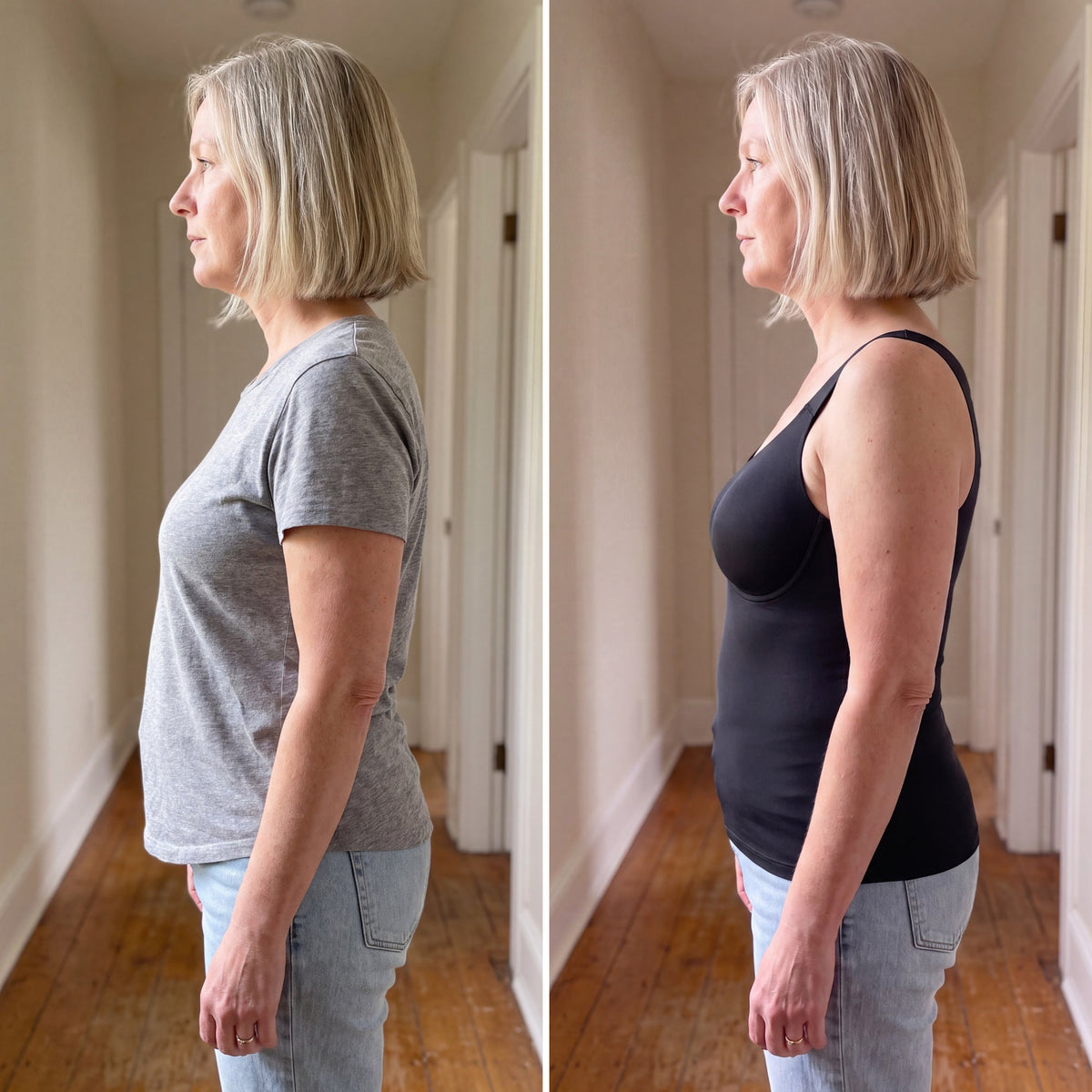 Side profile before and after the 3-in-1 Shaper Tank