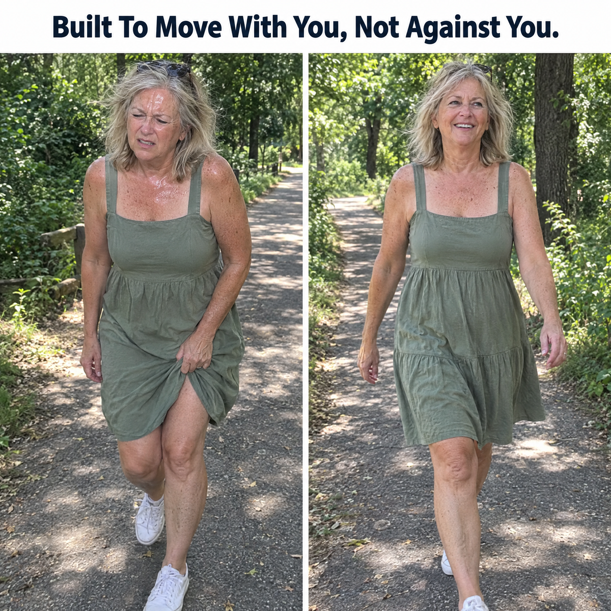 Built to move with you: walking freely in a summer dress