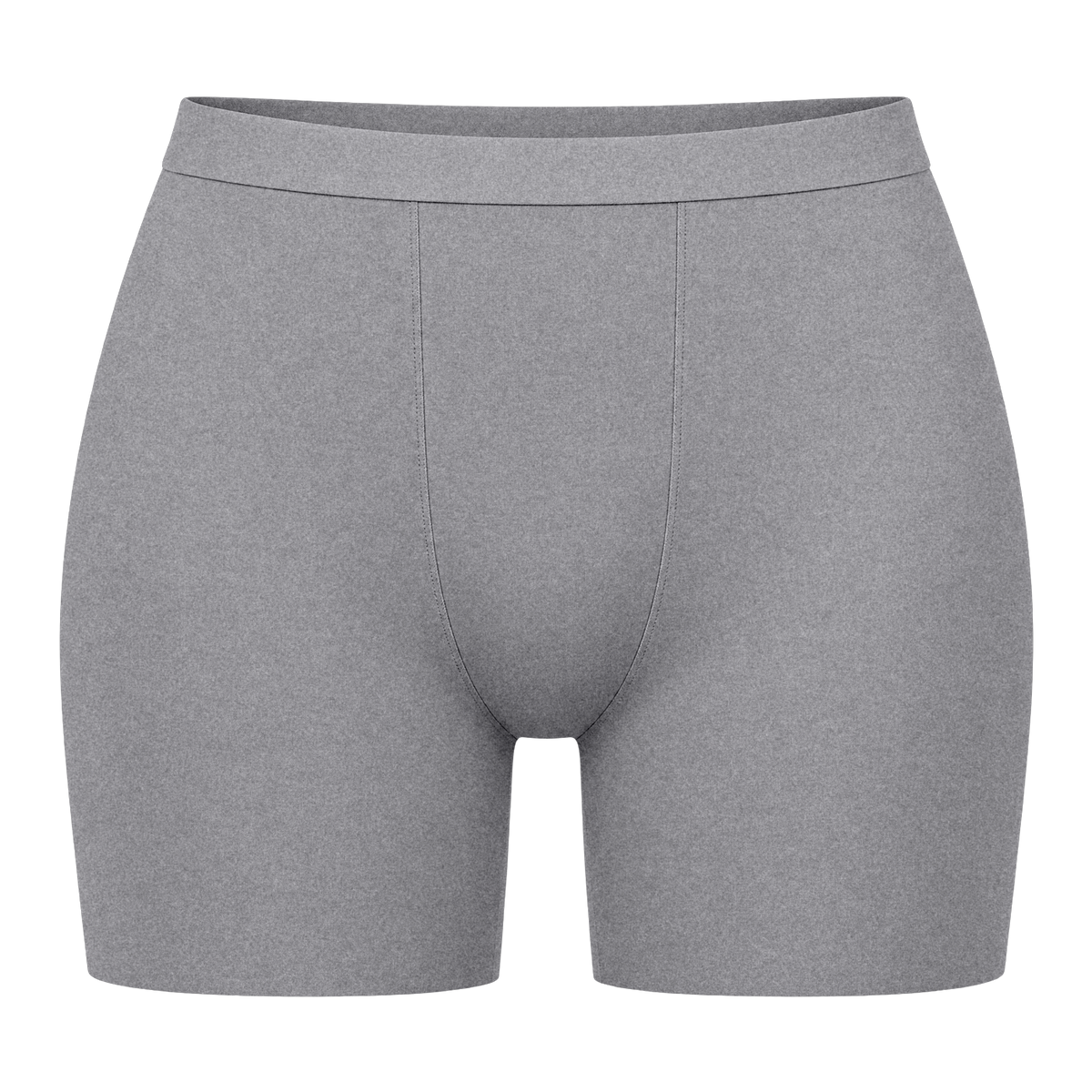 The Bamboo Anti-Chafe Boxer in Heather (grey), front view