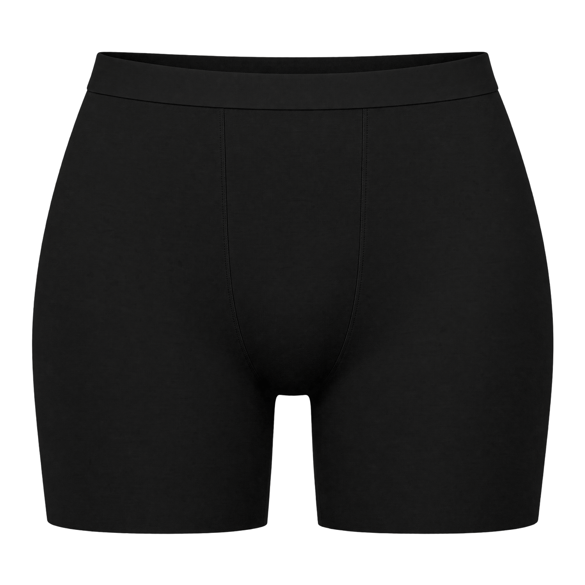 The Bamboo Anti-Chafe Boxer in Onyx (black), front view