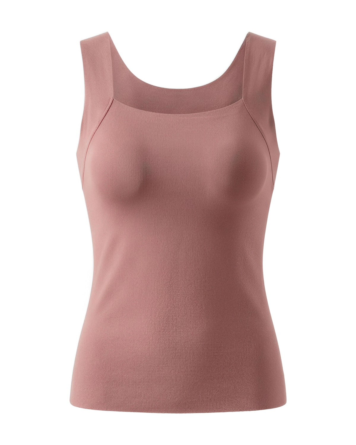 The Built-In Bra Tank in dusty rose, front view