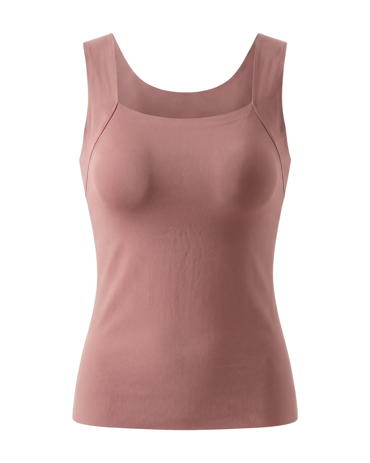 The Built-In Bra Tank in dusty rose, front view