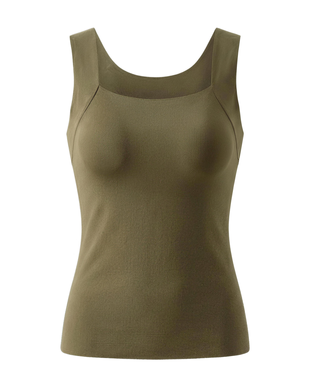 The Built-In Bra Tank in olive, front view