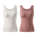 The Built-In Bra Tank 2-Pack in white + dusty rose, front view